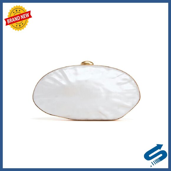 Pearl Shell Evening Clutch Bag Gold Frame Purse Formal Wedding Party
